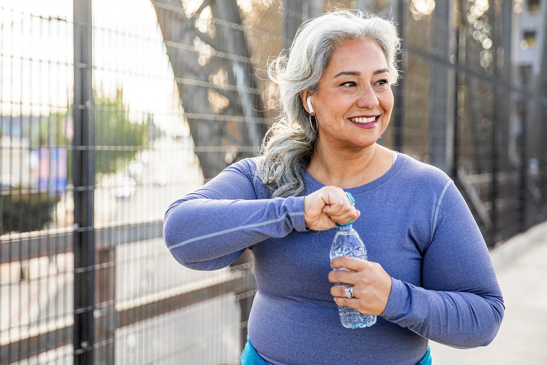 photo of a senior woman wand drinking water