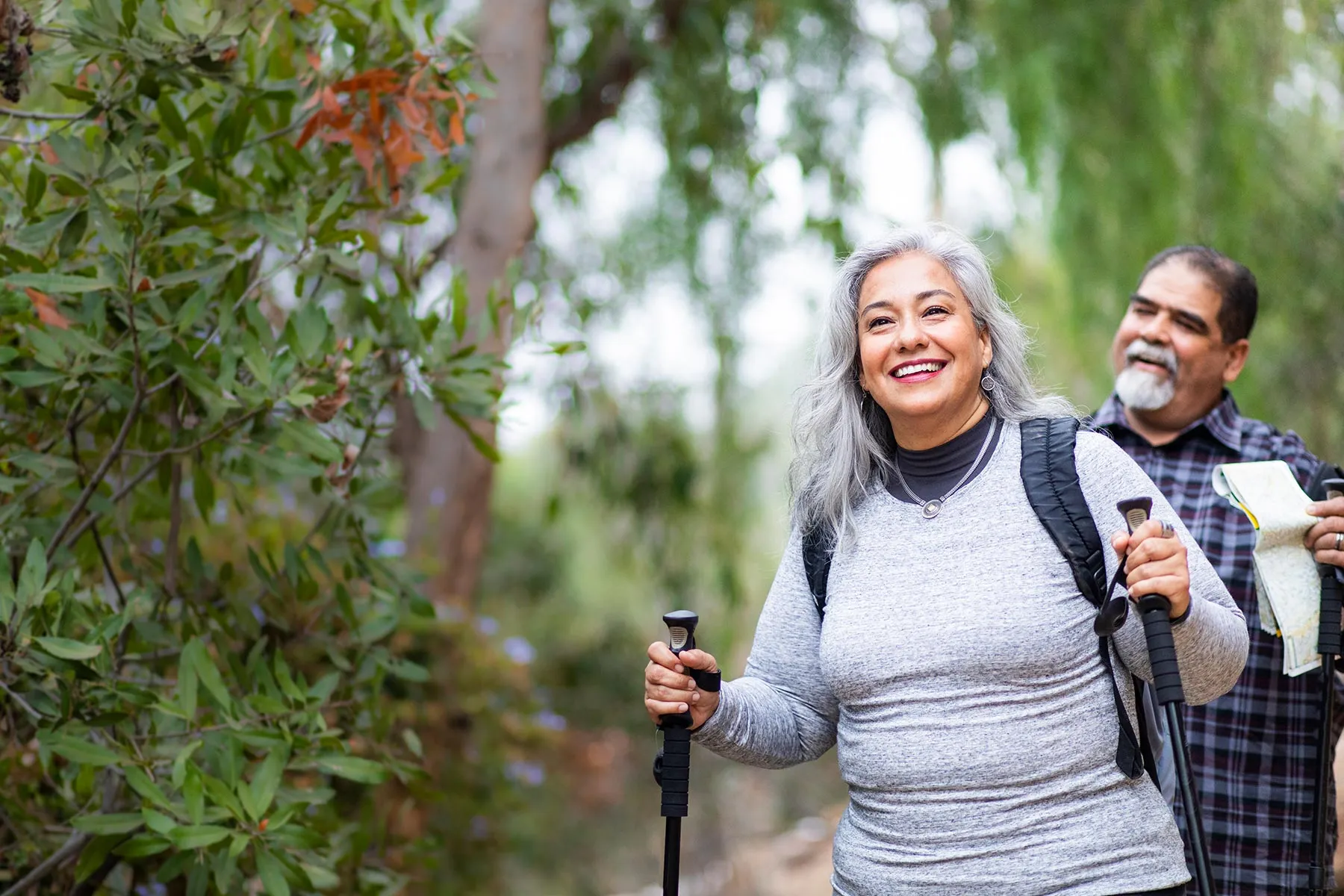 photo of senior couple hiking