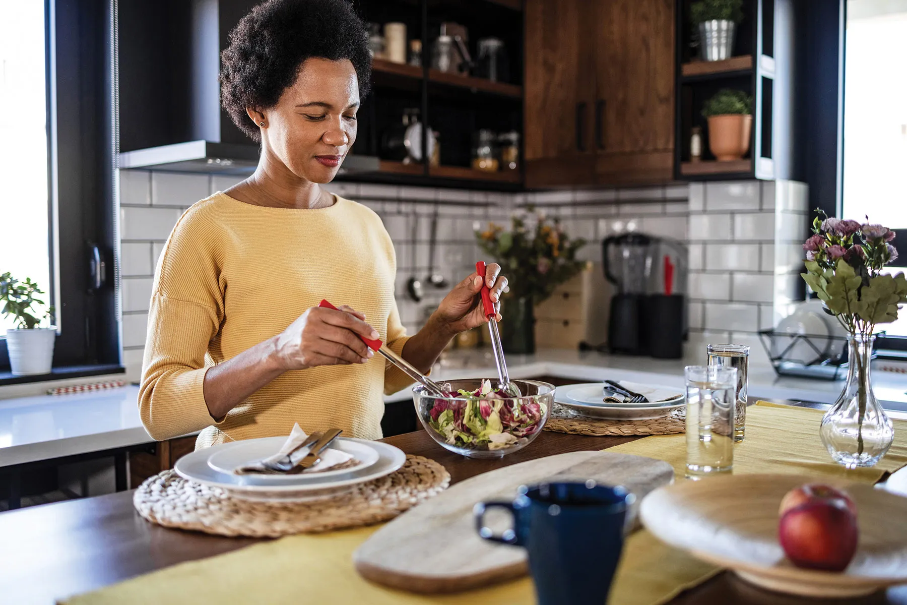 photo of a woman preparing healthy food