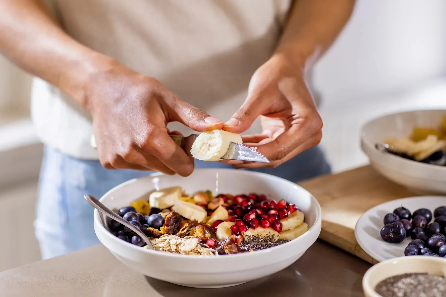 photo of man preparing healthy breakfast