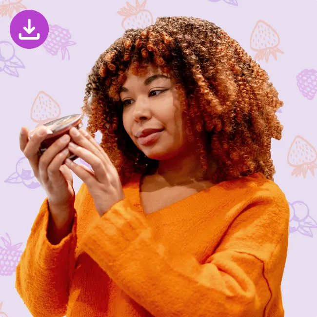 photo of a woman looking at a food label