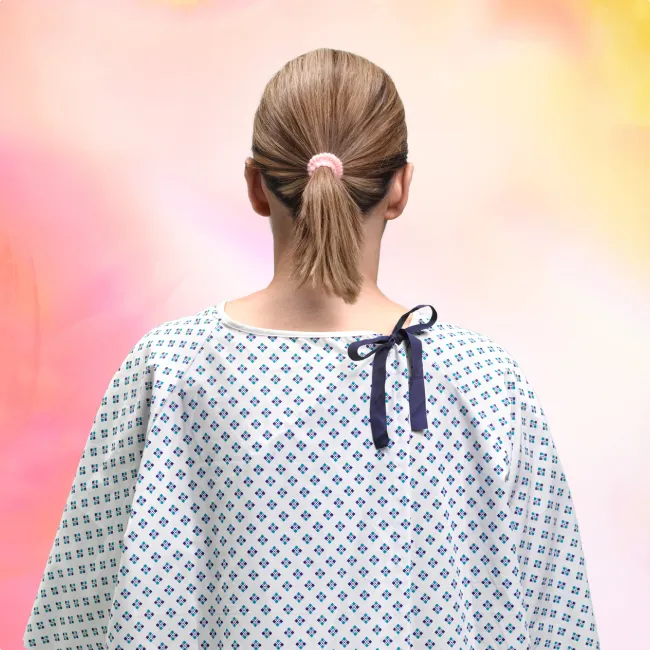 photo of a woman dressed for hospital procedure