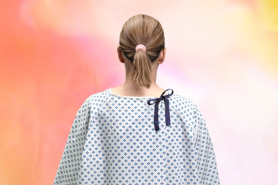 photo of a woman dressed for hospital procedure