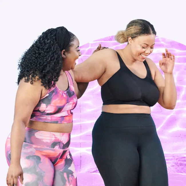 photo of women laughing and exercising