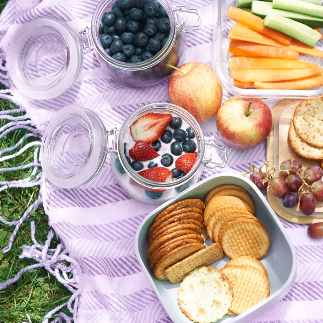 photo of homemade picnic with fresh organic healthy food 