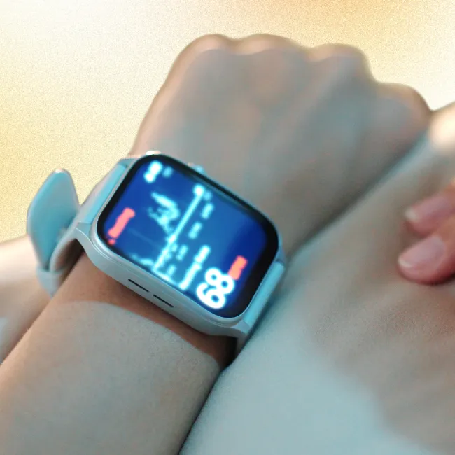 photo of Woman wearing a smartwatch to track her sleep