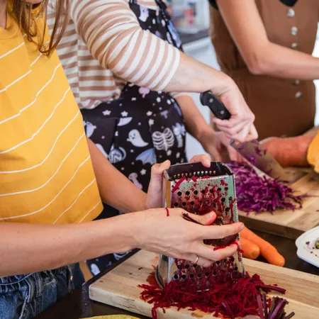 photo of women preparing vegan food 