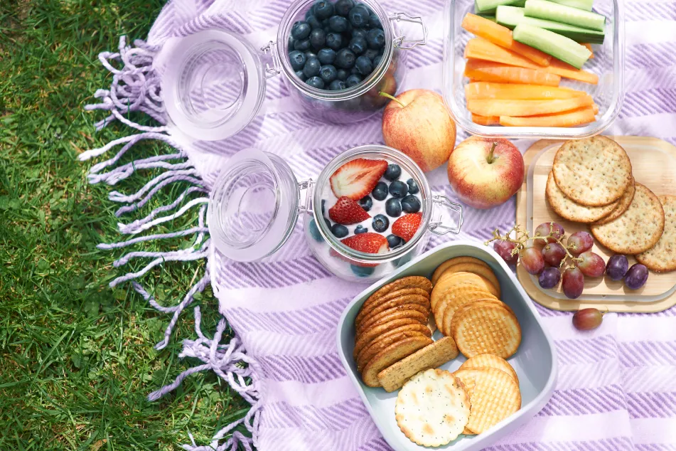 photo of homemade picnic with fresh organic healthy food 