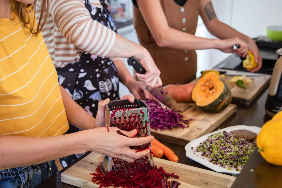 photo of preparing vegan food in the kitchen