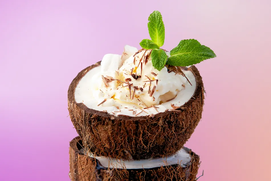 photo of ice cream decorated with chocolate chips