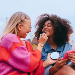 photo of Generation z girl friends hanging out together