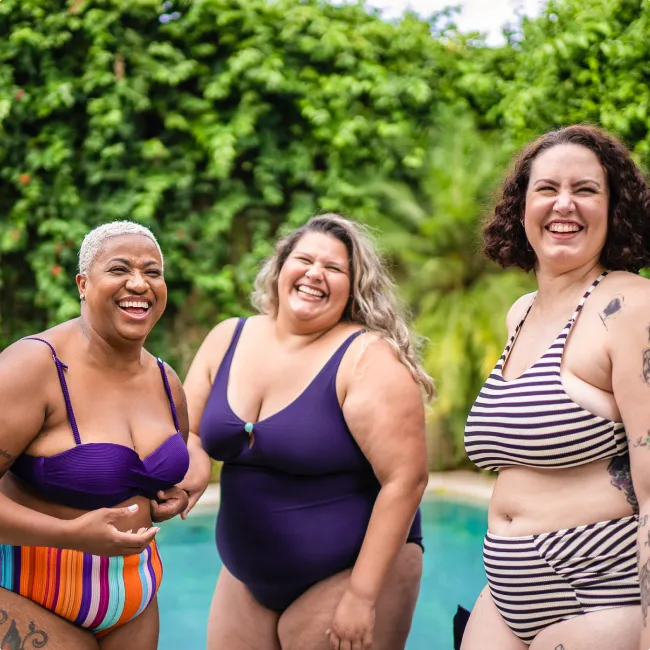 photo of female friends with swimwear
