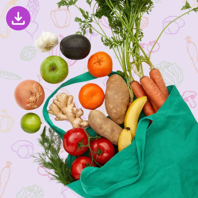 photo of fresh vegetables and fruit in bag