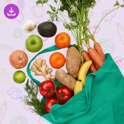 photo of fresh vegetables and fruit in bag