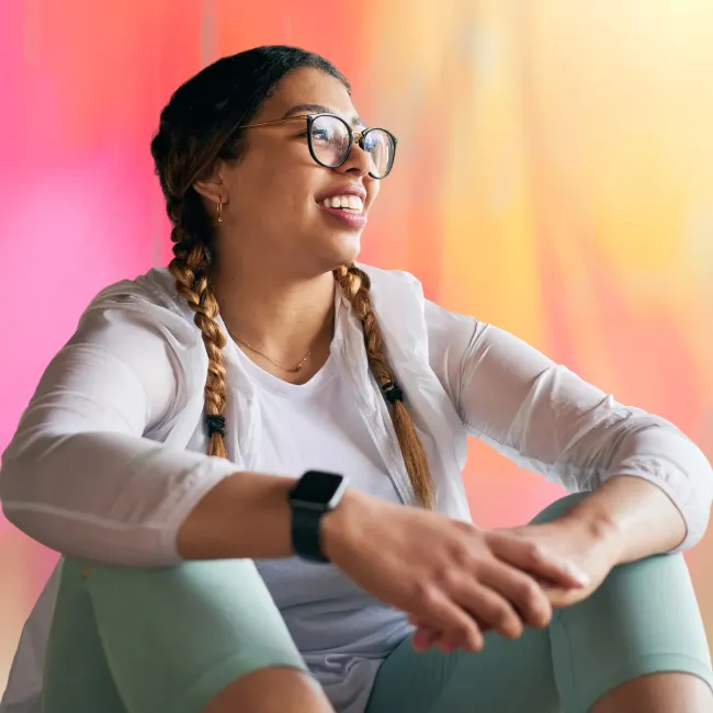 photo of sporty young woman taking 