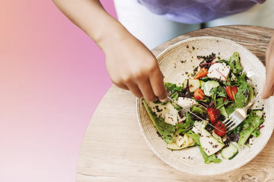 photo of woman enjoys a delicious and healthy salad