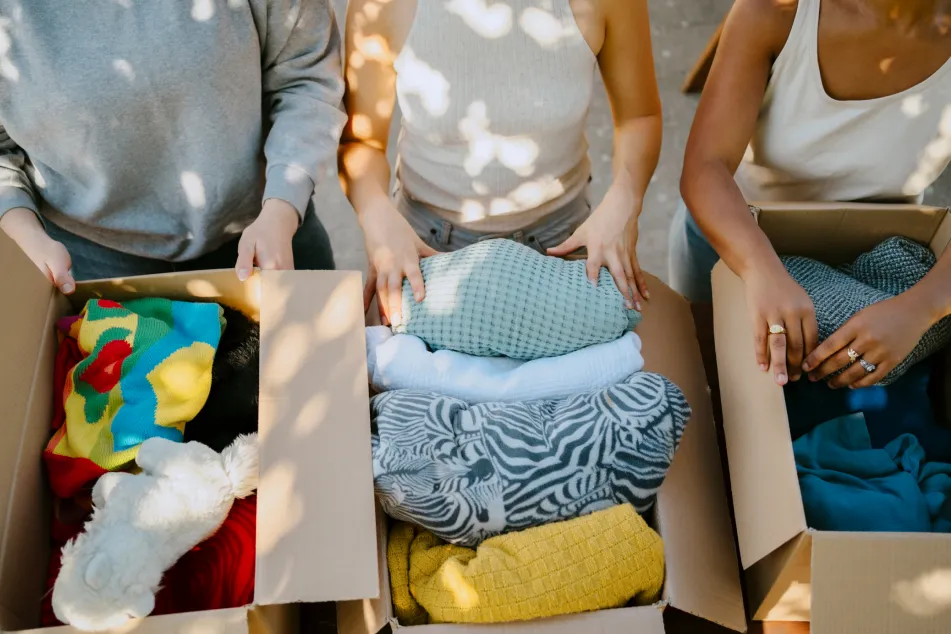 photo of group donating items at community center