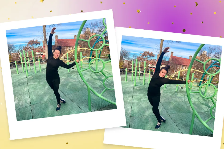 photo of Teresa Mangan doing Reach Away Stretches