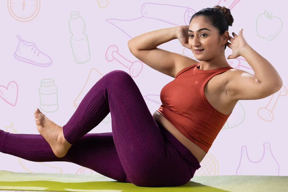 photo of woman doing crunches