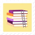 illustration of books on a stamp